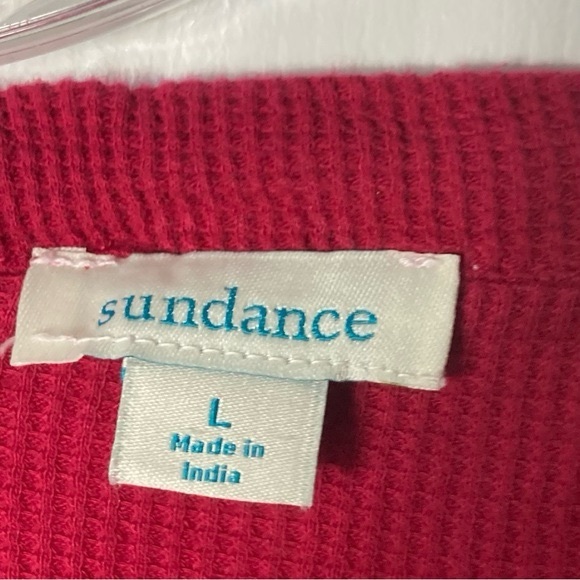 Nwot Sundance Waffle Thermal Top L Embroidery Floral Boho Indie Retro Magenta - Picture 3 of 7